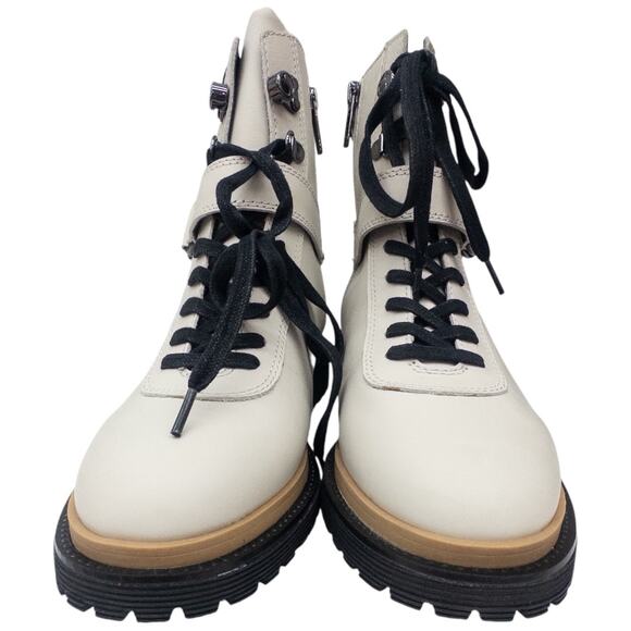 Franco Sarto Alexia Combat Boots Lug Sole Lace Up Off White Women's size 8 - Picture 7 of 9